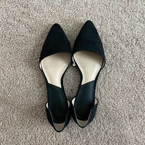 Mango Black Suede Pointy Flats